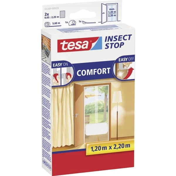 Tesa Comfort vitt dörrpaket 55389-00020 med två nätpaneler